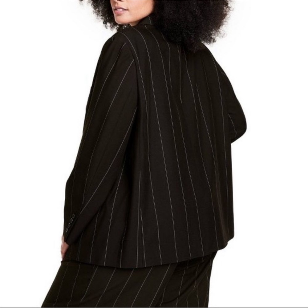 Nili Lotan x Target Women's Pinstripe Classic Blazer - Anthracite Black 1X - Picture 2 of 5
